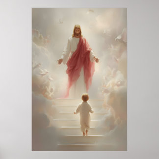 Arte impreso católico cristiano Jesús y niño