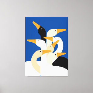 Arte impreso de bandada de patos geométricos Azul