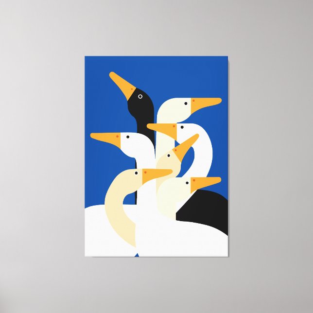 Arte impreso de bandada de patos geométricos Azul  (Anverso)