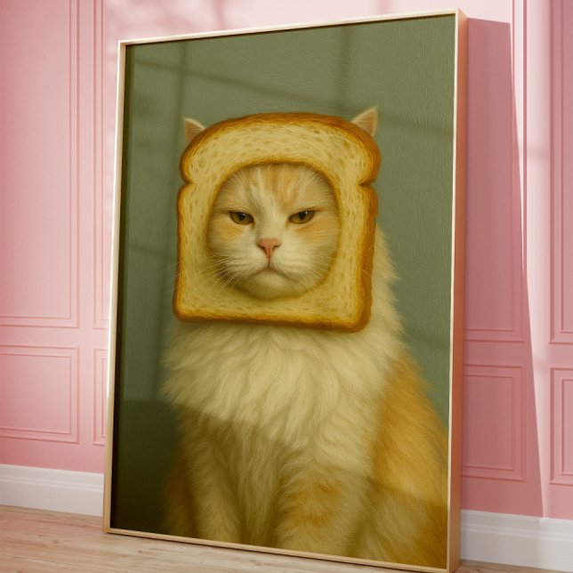 Arte Impreso de Gato Divertido en Pan con Estética (Subido por el creador)