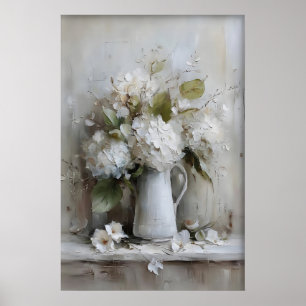 Arte impreso de Hortensia antigua en pared, Primav