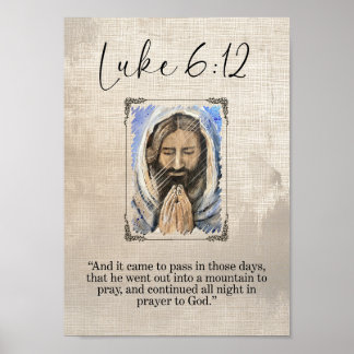 Arte impreso de la pared de Lucas 6:12 Jesús