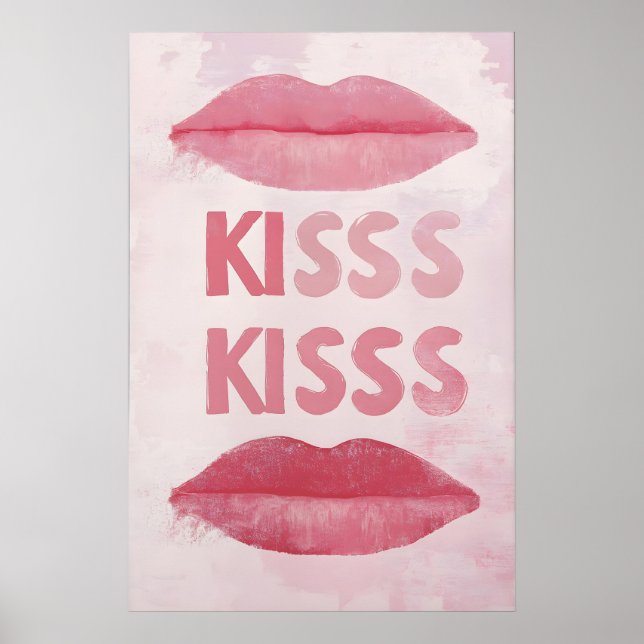 Arte impreso de labios rosados Póster retro de bes (Frente)