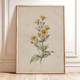 Arte impreso de pared de flor de Melampodium vinta