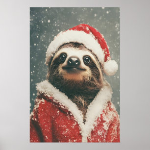 Arte impreso de perezoso de Navidad, divertido ani