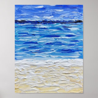 Arte impreso de playa con textura azul