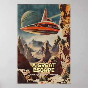 Arte impreso de viaje espacial retro-futurista Ali