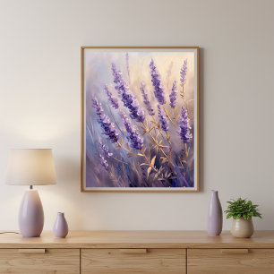 Arte impreso en pared de lavanda dorada Póster v