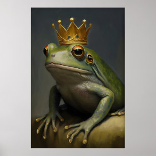 Arte impreso vintage Frog King Clásico Sapo con