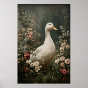 Arte Imprimible Antiguo de Pato, Minimalista de Fl
