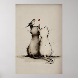 Arte Imprimible de Amor de Gatos, Impresión de Art