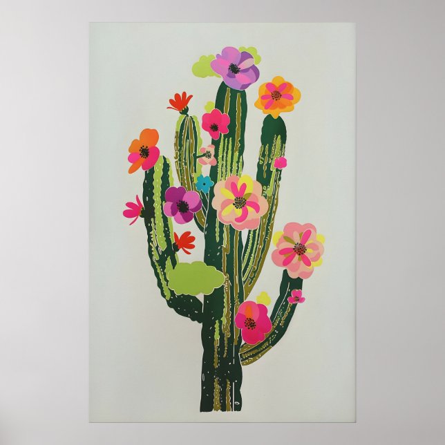 Arte Imprimible de Cactus Florido de Primavera en  (Frente)