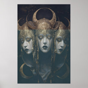 Arte Imprimible de las Diosas de la Triple Luna, B