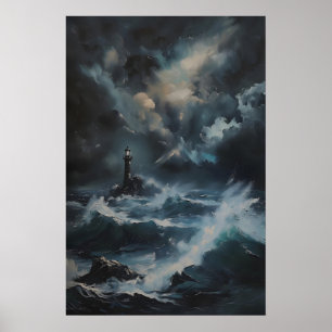 Arte Imprimible de Paisaje Marítimo con Faro en Ma