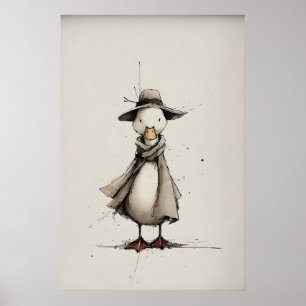 Arte Imprimible de Pato de Primavera, Impresión Mi