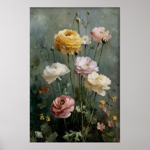 Arte Imprimible de Ranunculus, Antigua Primavera