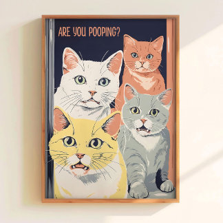 Arte Imprimible para Pared de Baño Arte de Gato Pó