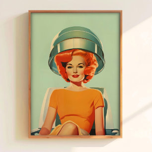 Arte Imprimible para Peluquería Retro Esposa Pos
