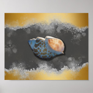 Arte Imprimible Tropical Gold y White Seashell