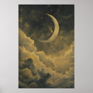 Arte Imprimible Vintage Celestial Moon, Arte Místi