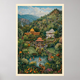 Arte indio de Pichwai Impresión Jardín del Paraíso