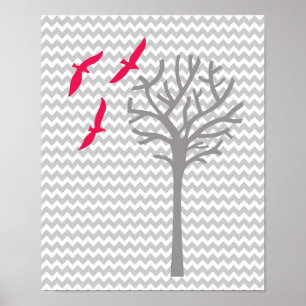 Arte infantil de niña de color gris rosa Chevron I
