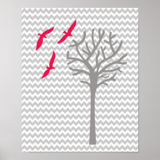 Arte infantil de niña de color gris rosa Chevron I