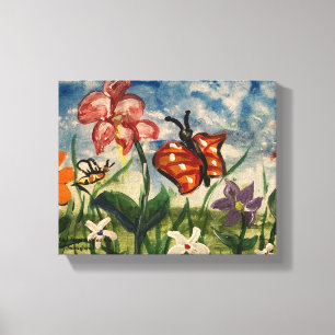 Arte infantil lindo naranja y blues