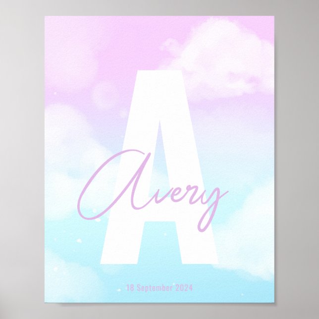 Arte inicial personalizado impresión de monograma  (Frente)