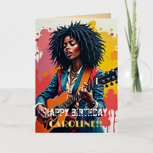 Arte inspiracional de guitarrista negra personaliz