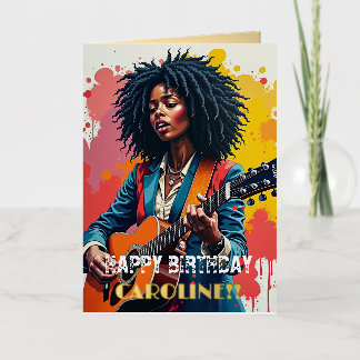 Arte inspiracional de guitarrista negra personaliz