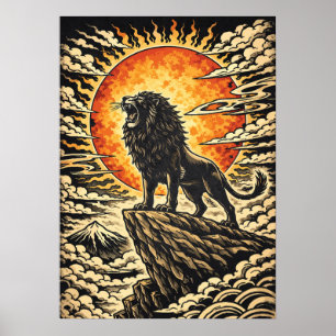 Arte Inspirador - León Rugiendo Bajo El Sol