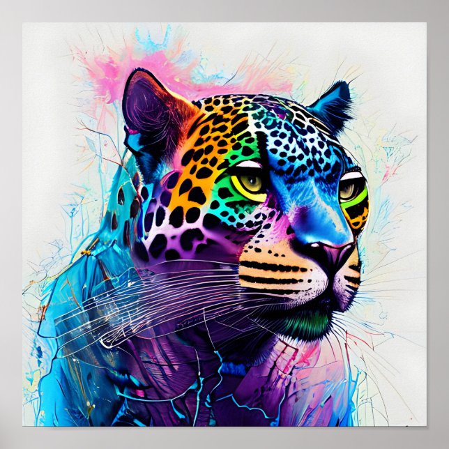 arte jaguar colorido (Frente)
