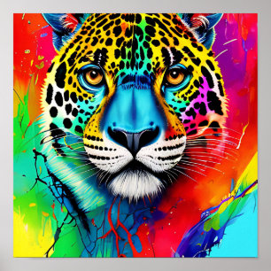 arte jaguar colorido abstracto