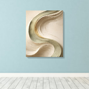 Arte Japandi de textura fluida beige y dorado