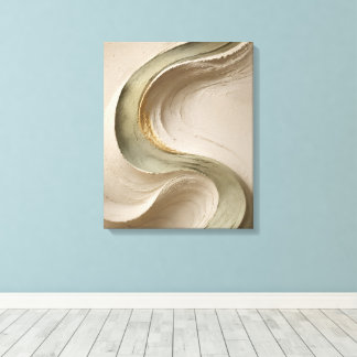 Arte Japandi de textura fluida beige y dorado