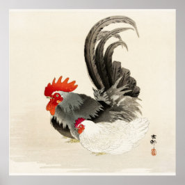 Arte japonés de gallo de época