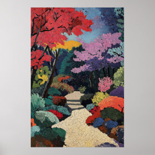 Arte japonés de jardín Impresión vibrante impresio
