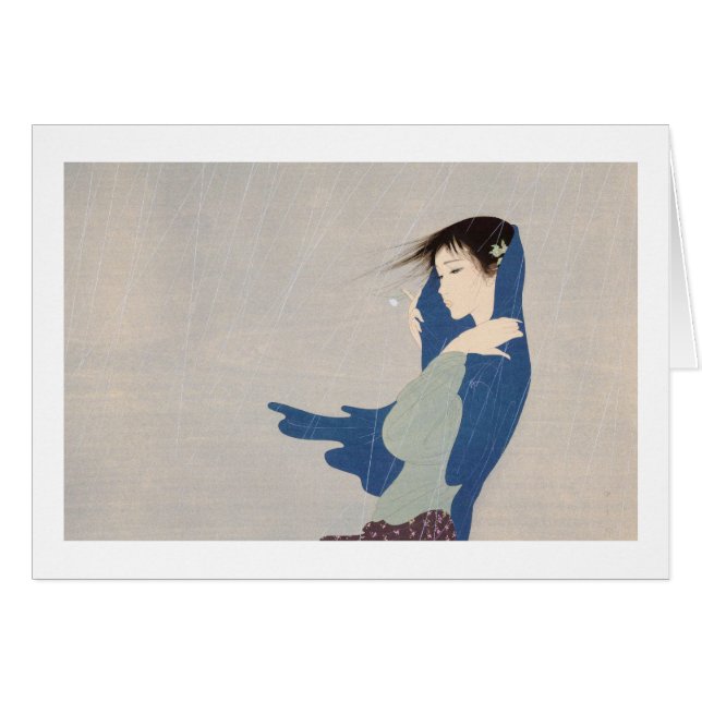 Arte japonés de la mujer de la lluvia fina de (Anverso (Horizontal))