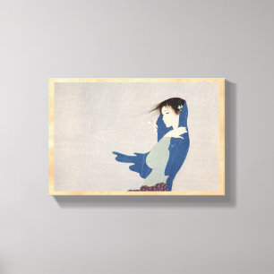 Arte japonés de la mujer de la lluvia fina de
