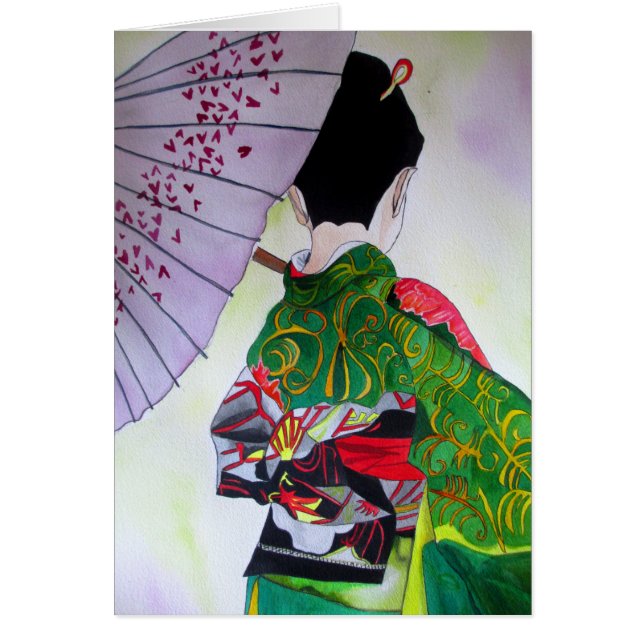 Arte japonés del geisha con el kimono y el (Frente)