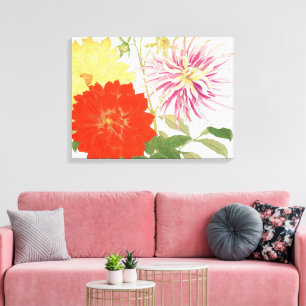 Arte Japonés Floral Vintage Dahlia