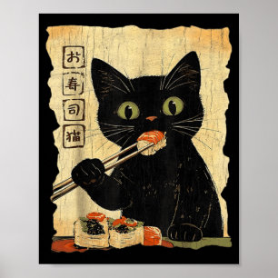 Arte japonés gráfico de sushi de gato vintage Esté