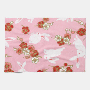 Arte japonés: Sakuras rosas y toalla de cocina de