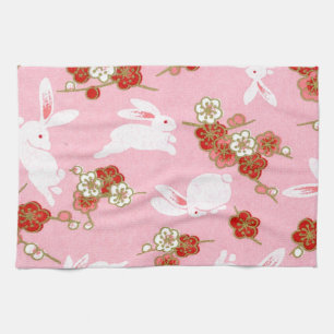 Arte japonés: Sakuras rosas y toalla de cocina de