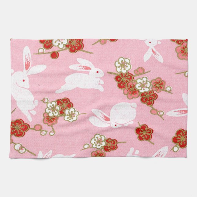 Arte japonés: Sakuras rosas y toalla de cocina de  (Horizontal)