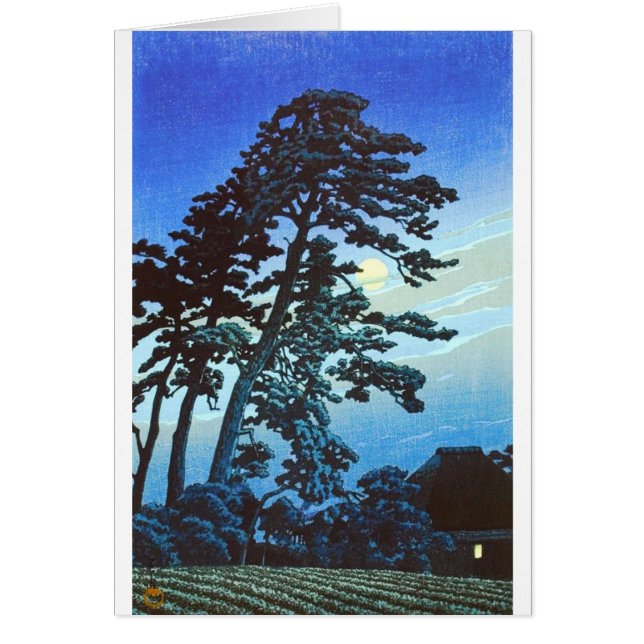 Arte japonés Ukiyo-e de la granja w/Tree Woodblock (Frente)
