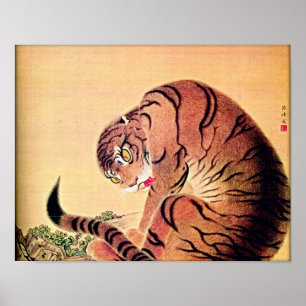 Arte japonés Ukiyo-E de Woodblock del tigre
