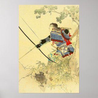 Arte Japonés - Un Samurai Con Un Longbow Y Flechas