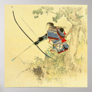 Arte Japonés - Un Samurai Con Un Longbow Y Flechas